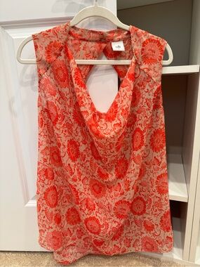Cabi Vita Red & Tan Blouse, Size Large
